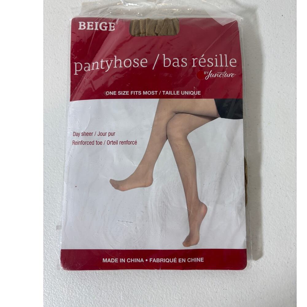 Juncture NEW One Size Fits Most Beige Day Sheer Reinforced Toe Pantyhose